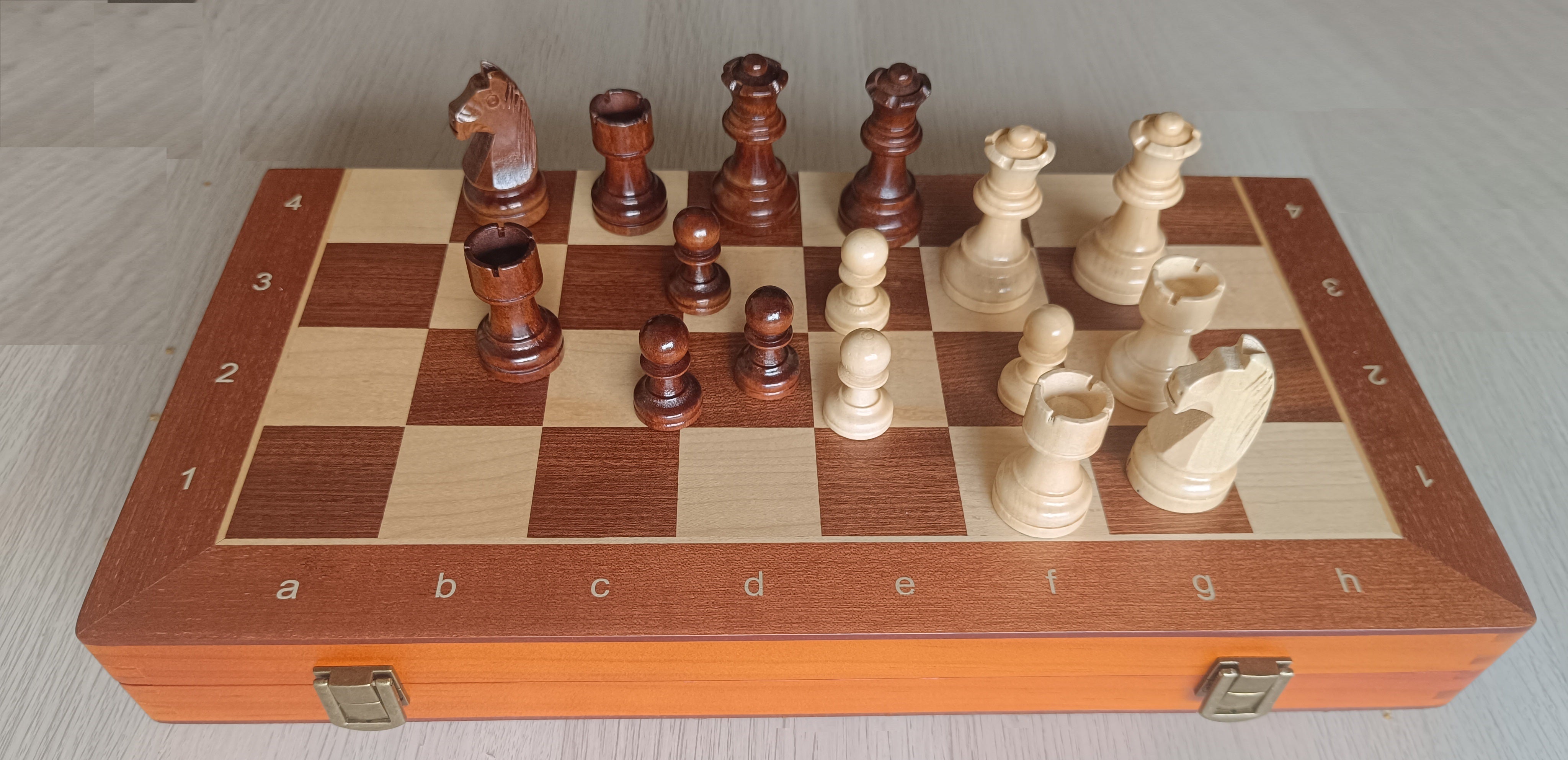 Magnetic Foldable Wood Chess & Checkers Set – 2-in-1, 38 cm, Personalizable