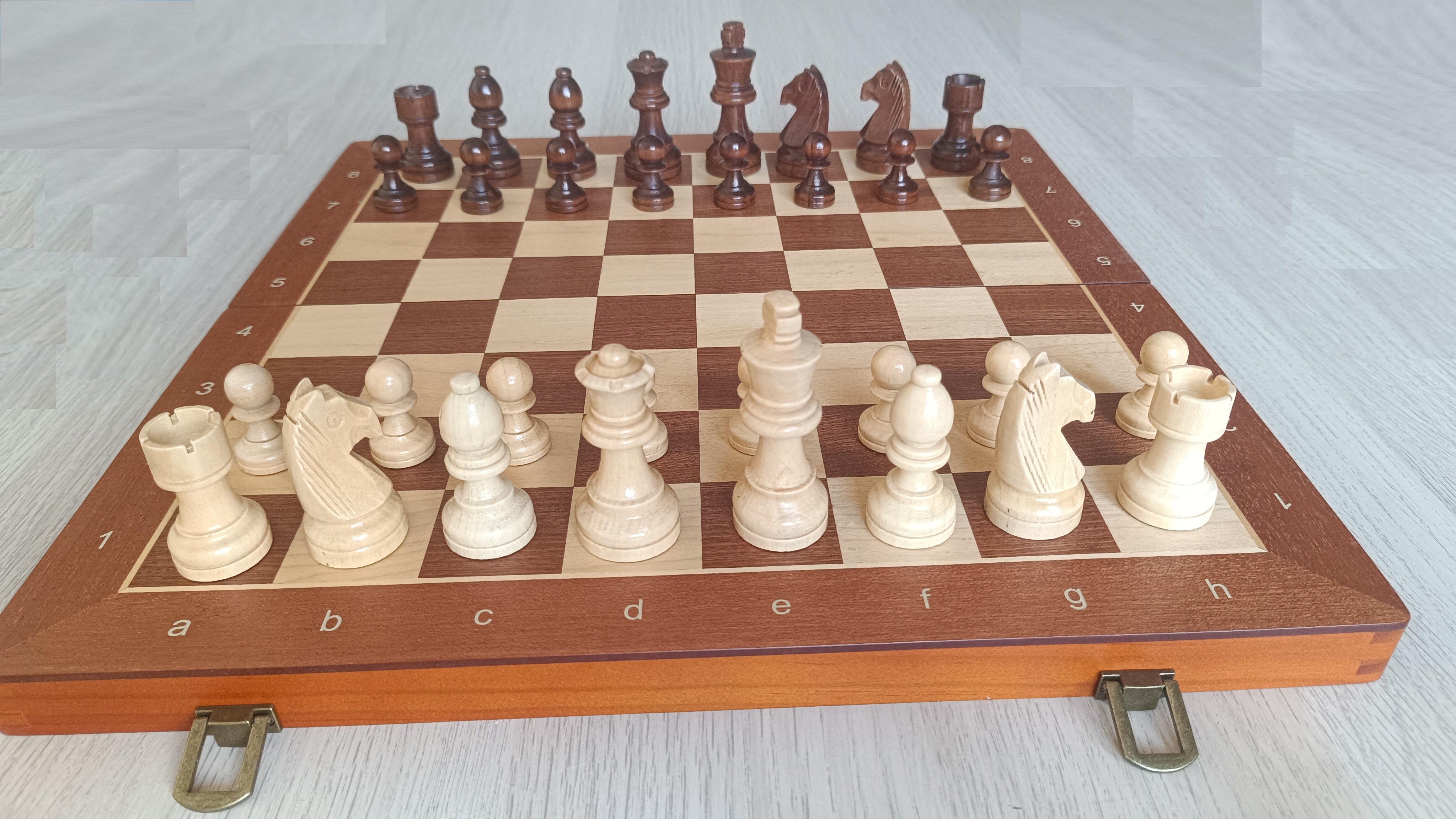 Magnetic Foldable Wood Chess & Checkers Set – 2-in-1, 38 cm, Personalizable