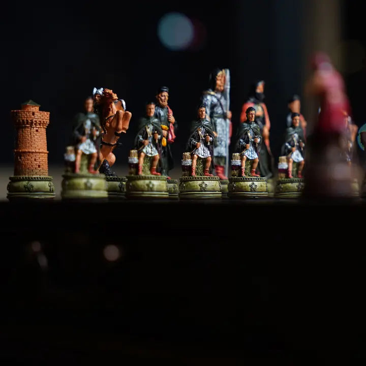 Detailed view of the mosaic inlays on the premium chessboard – Chess studio
