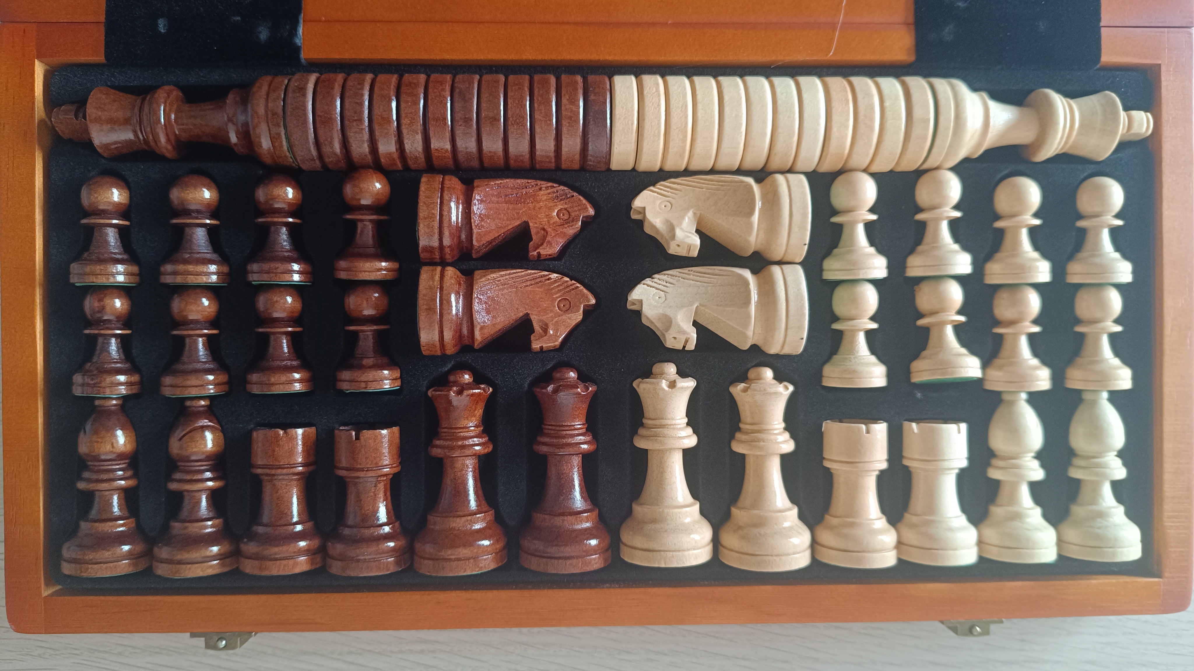 Magnetic Foldable Wood Chess & Checkers Set – 2-in-1, 38 cm, Personalizable