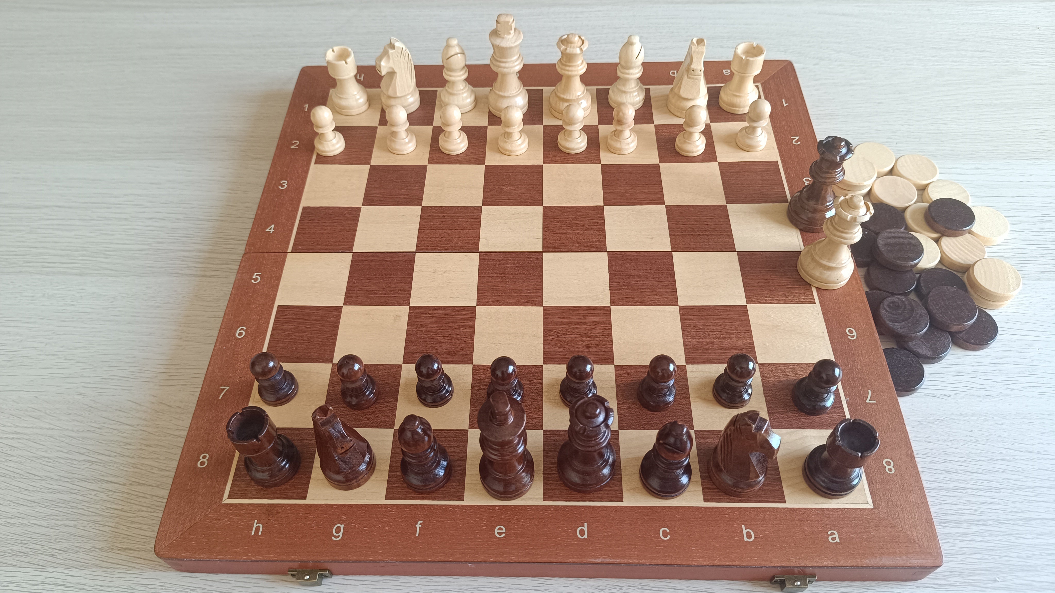 Magnetic Foldable Wood Chess & Checkers Set – 2-in-1, 38 cm, Personalizable