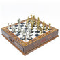 Detail view of the Roman carving on the handcrafted wooden chessboard – Chess atelier