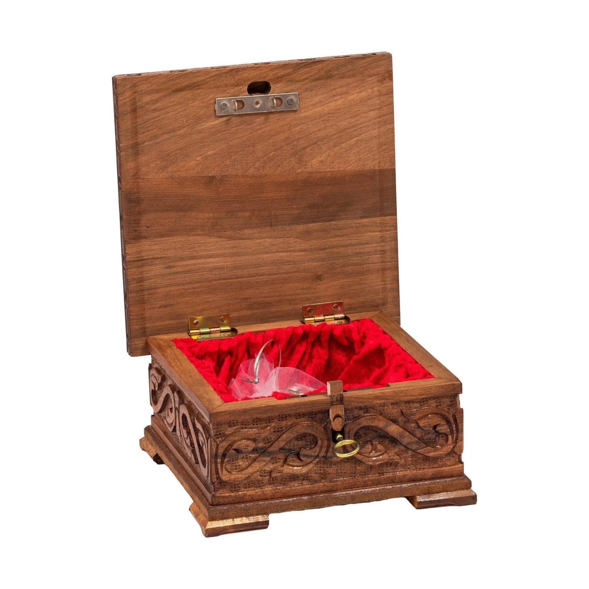 Schachspiel aus Nussbaum-Holz mit verborgenem Schloss und Aufbewahrung – Schachatelier